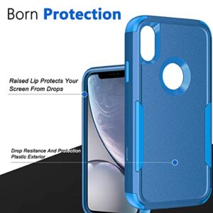 Lfurxzek for iPhone XR Case Heavy-Duty Tough Rugged Lightweight Slim Shockproof Protective Full Body Protection Shockproof Silicone Case for iPhone XR 6.1 Inch Blue