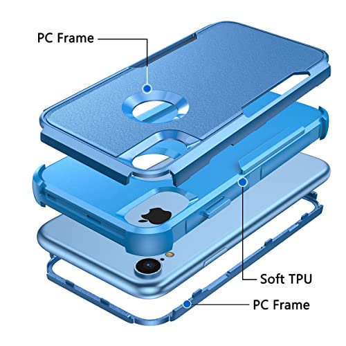 Lfurxzek for iPhone XR Case Heavy-Duty Tough Rugged Lightweight Slim Shockproof Protective Full Body Protection Shockproof Silicone Case for iPhone XR 6.1 Inch Blue