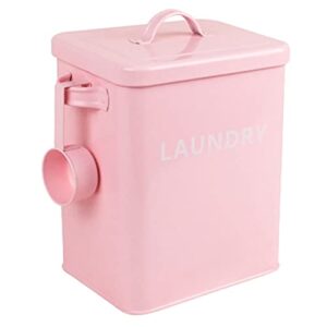 cabilock laundry detergent powder storage tin box with scooper food storage container canister farmhouse room decor for pods capsules flour sugar rice pink