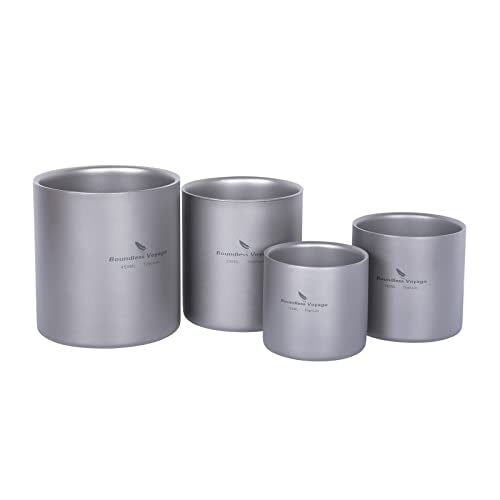 Boundless Voyage (120ML+180ML+300ML+450ML 4 in 1 Titanium Cup Double Walled Mug Lightweight Anti-scalding Drinkwear for Water Tea Wine Beer Fruit Juice Ti3032D