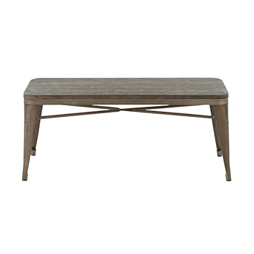 LumiSource Oregon Bench with Antique Metal and Espresso Bamboo BC-OR BKLS ANE