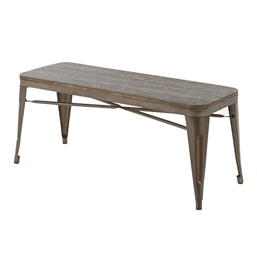 LumiSource Oregon Bench with Antique Metal and Espresso Bamboo BC-OR BKLS ANE