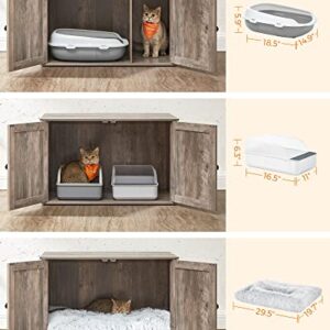 Feandrea Cat Litter Box Enclosure, Litter Box Furniture Hidden with Removable Divider, Indoor Cat House, End Table, 31.5 x 20.9 x 19.7 Inches, Greige UPCL002G01