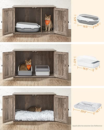 Feandrea Cat Litter Box Enclosure, Litter Box Furniture Hidden with Removable Divider, Indoor Cat House, End Table, 31.5 x 20.9 x 19.7 Inches, Greige UPCL002G01