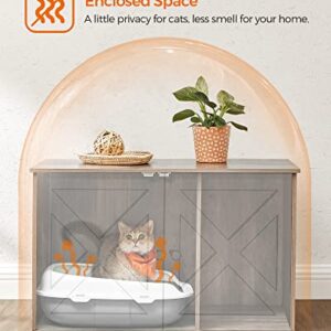 Feandrea Cat Litter Box Enclosure, Litter Box Furniture Hidden with Removable Divider, Indoor Cat House, End Table, 31.5 x 20.9 x 19.7 Inches, Greige UPCL002G01