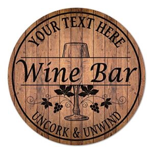 personalized wine bar sign 10", 14", 18" round wood sign home bar accessories vino bar decor b3-00140054001