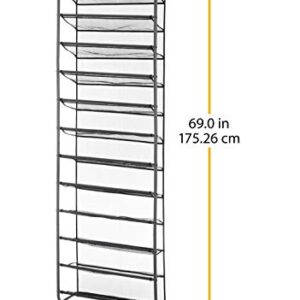 Whitmor 36 Pair Over-The-Door Rack-Gunmetal Gray Shoe Organizer