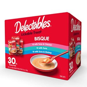 hartz delectables bisque variety pack lickable cat treat, 30 count (pack of 1)