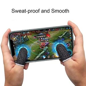 A-forest 10 Pieces Finger Sleeves for Gaming, Mobile Game Controller Finger Sleeve Sets, Anti-Sweat Breathable Full Touch Screen Finger Protector for Mobile Phone Games, Black