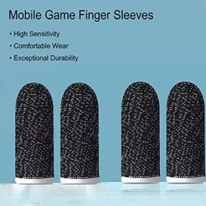 A-forest 10 Pieces Finger Sleeves for Gaming, Mobile Game Controller Finger Sleeve Sets, Anti-Sweat Breathable Full Touch Screen Finger Protector for Mobile Phone Games, Black