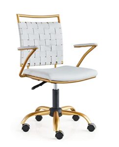carocc gold computer chair gold office chair desk chair for women white and gold desk chair with wheels and arms computer white and gold desk chair（3013-gd-white）