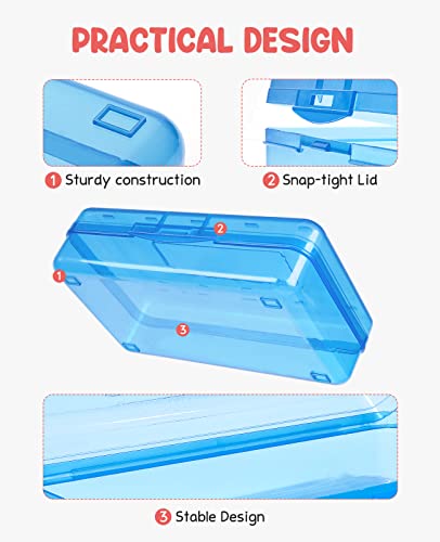 GAMENOTE Plastic Pencil Case Box with Lid Snap Closure, Large Capacity School Supplies Storage Organizer Box for Kids (1)