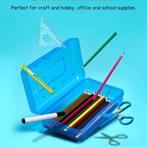 GAMENOTE Plastic Pencil Case Box with Lid Snap Closure, Large Capacity School Supplies Storage Organizer Box for Kids (1)