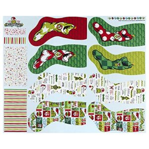 kaufman how the grinch stole christmas stockings 36" panel holiday, fabric by the yard