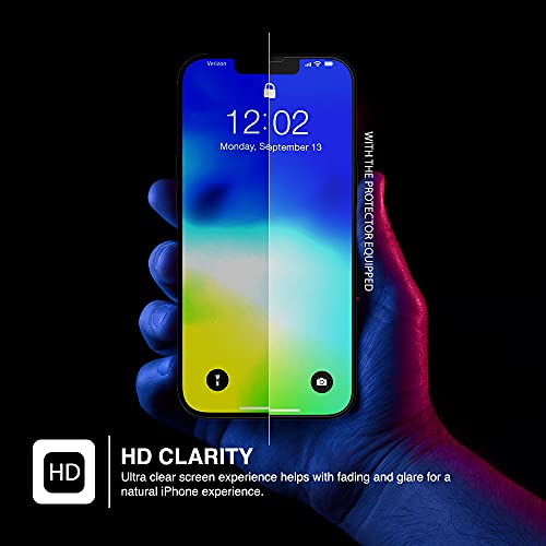 TETHYS 3 Pack Glass Screen Protector Compatible with iPhone 13 Pro Max 2021 6.7 Inch, Case Friendly Tempered Glass Film 9H Hardness HD Shield (Guidance Frame included)