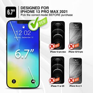 TETHYS 3 Pack Glass Screen Protector Compatible with iPhone 13 Pro Max 2021 6.7 Inch, Case Friendly Tempered Glass Film 9H Hardness HD Shield (Guidance Frame included)