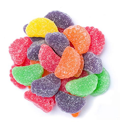 The Snackery, Fruit Slices Candy in Round Plastic Jar, 1.5 Lbs Assorted Fruit Slice Candy Wedges Candy, Reusable Jar with Green Lid