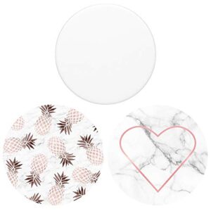 mount and stand for smartphones and tablets 3 pack - white marble pineapple heart pink