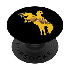 cowboy riding a horse wyoming cowboy mascot horse popsockets swappable popgrip