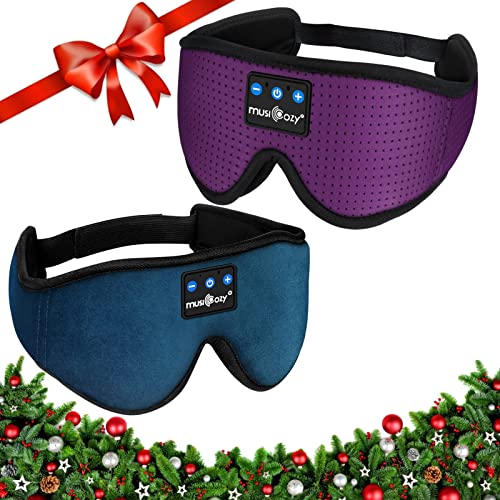 MUSICOZY Sleep Headphones Bluetooth Headband Breathable 3D Sleeping Headphones, Wireless Music Eye Mask Earbuds for Side Sleepers Women Office Air Travel Cool Tech Gadgets Unique Gifts, Pack of 2