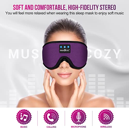 MUSICOZY Sleep Headphones Bluetooth Headband Breathable 3D Sleeping Headphones, Wireless Music Eye Mask Earbuds for Side Sleepers Women Office Air Travel Cool Tech Gadgets Unique Gifts, Pack of 2