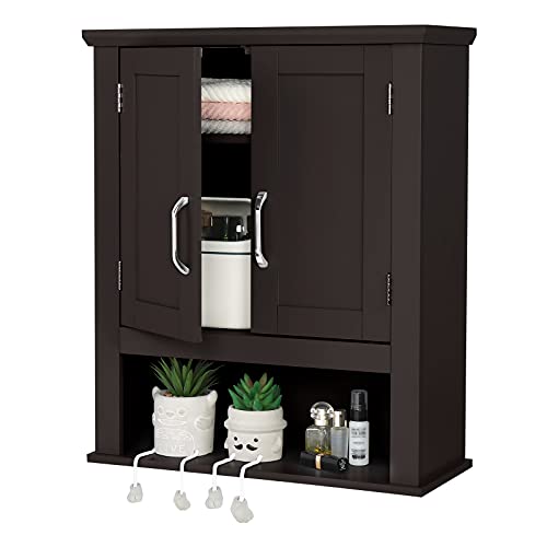 VINGLI Medicine Cabinet Bathroom Kitchen Office Wall Storage Cabinet Collection Floating Cabinet Orgaznier 2-Door Wall Cabinet Espresso