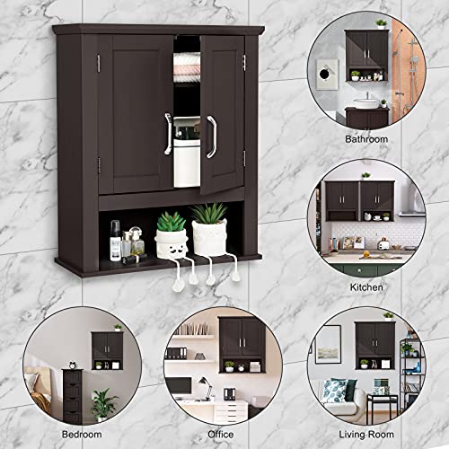 VINGLI Medicine Cabinet Bathroom Kitchen Office Wall Storage Cabinet Collection Floating Cabinet Orgaznier 2-Door Wall Cabinet Espresso