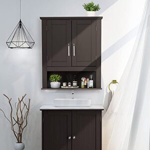 VINGLI Medicine Cabinet Bathroom Kitchen Office Wall Storage Cabinet Collection Floating Cabinet Orgaznier 2-Door Wall Cabinet Espresso