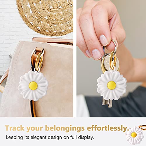 Compatible with Apple AirTag Case for AirTag Keychain ,Silicone Protective case Secure Holder with Key Ring,Anti-Scratchfor Apple AirTags Case Accessories (Little Daisy)