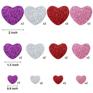 JOYIN 62 Pcs Valentines Day Heart Doilies Craft Gift Set with 50 Pcs Heart Paper Doilies, 12 Pcs Foam Hearts and 1 Bags of Glitter Foam Heart Stickers for Valentine's Day Party Tableware Decoration