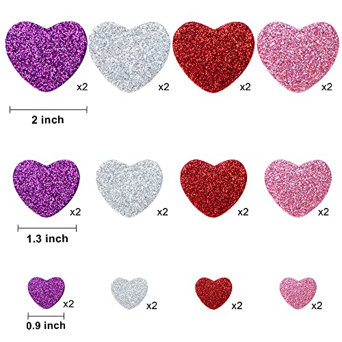 JOYIN 62 Pcs Valentines Day Heart Doilies Craft Gift Set with 50 Pcs Heart Paper Doilies, 12 Pcs Foam Hearts and 1 Bags of Glitter Foam Heart Stickers for Valentine's Day Party Tableware Decoration