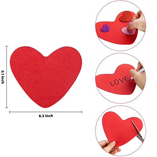 JOYIN 62 Pcs Valentines Day Heart Doilies Craft Gift Set with 50 Pcs Heart Paper Doilies, 12 Pcs Foam Hearts and 1 Bags of Glitter Foam Heart Stickers for Valentine's Day Party Tableware Decoration