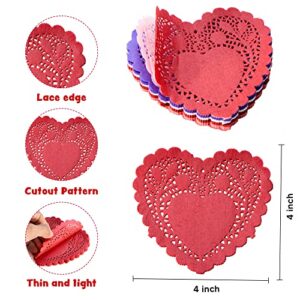 JOYIN 62 Pcs Valentines Day Heart Doilies Craft Gift Set with 50 Pcs Heart Paper Doilies, 12 Pcs Foam Hearts and 1 Bags of Glitter Foam Heart Stickers for Valentine's Day Party Tableware Decoration