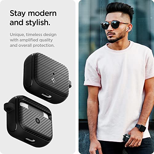 Spigen Mag Armor (MagFit) Designed for Airpods 3rd Generation Case MagSafe Compatible Magnets Embedded Airpods 3 Case with Keychain (2021) - Matte Black