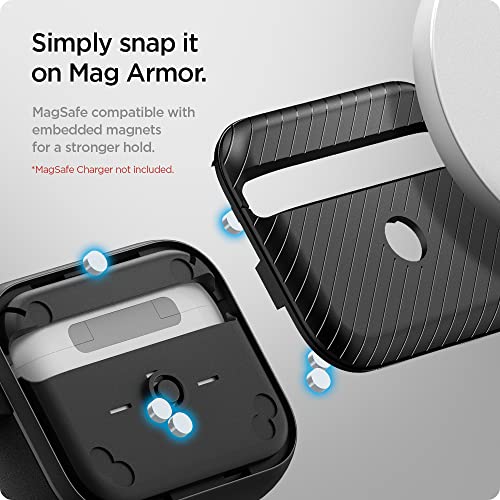 Spigen Mag Armor (MagFit) Designed for Airpods 3rd Generation Case MagSafe Compatible Magnets Embedded Airpods 3 Case with Keychain (2021) - Matte Black