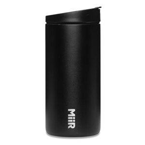 miir, flip traveler, double-wall vacuum insulated with leakproof lid, bpa-free stainless steel construction, black, 12 fluid ounces