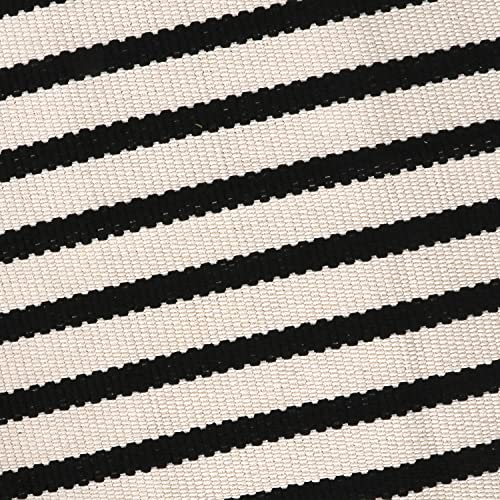 LEEVAN Black and White Striped Outdoor Rug Runner 24"x51" Layering Doormat Farmhouse Front Porch Rug Cotton Woven Washable Throw Carpet for Hallway/Front Steps/Bathroom/Kitchen/Home Entrance