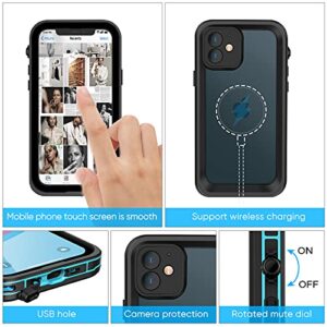 iPhone 12 Case Dropproof, Waterproof Durtproof Snowproof 360-degree Protection Case with Self-contained Protective Film,6.1 inch (5G).Blue