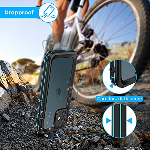 iPhone 12 Case Dropproof, Waterproof Durtproof Snowproof 360-degree Protection Case with Self-contained Protective Film,6.1 inch (5G).Blue