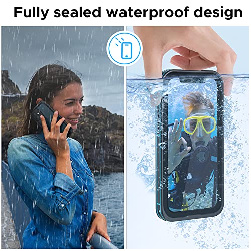 iPhone 12 Case Dropproof, Waterproof Durtproof Snowproof 360-degree Protection Case with Self-contained Protective Film,6.1 inch (5G).Blue