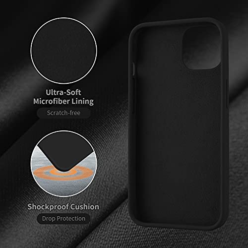 Cordking Designed for iPhone 13 Case, iPhone 14 Case, Silicone Ultra Slim Shockproof Protective Phone Case with [Soft Anti-Scratch Microfiber Lining], 6.1 inch, Black