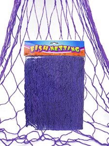 zugar land colorful cotton purple fish net (6 ft x 15 ft) nautical pirate hawaiian luau fisherman fishman mermaid decoratinve fishing netting. hang your pictures. wall decor (purple)
