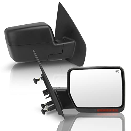 PZ Towing Mirrors Replacement Fit for 2004-2006 F150, POWER HEATED,W/AMBER SIGNAL,BLACK,RIGHT(Passenger Side)