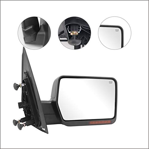 PZ Towing Mirrors Replacement Fit for 2004-2006 F150, POWER HEATED,W/AMBER SIGNAL,BLACK,RIGHT(Passenger Side)
