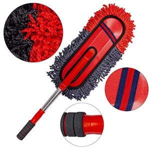 Soft Microfiber Car Duster Exterior Scratch Free Multipurpose Duster with Extendable Handle Duster for Car, Truck, SUV, RV and Motorcycle