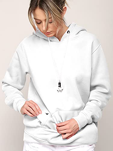 Made By Johnny WSK2375 Hoodie Hoody with Airpods Strap Anti-Lost Leash String - Compatible with Airpods Pro/2/1 M White