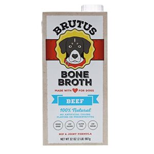 brutus bone broths beef bone broth wet dog food, 32 oz.