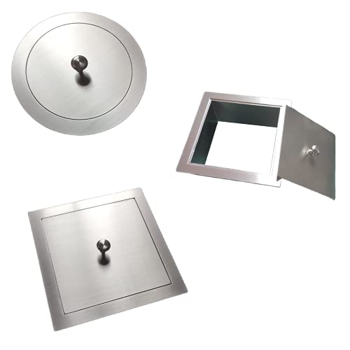 304 Stainless Steel Round Square Countertop Working Top Flush Built-in Waste Trash Chute Grommet with Lid Cover (Round 190MM(7.48"))