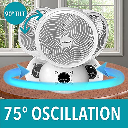 Brentwood 3-Speed Quiet Oscillating Air Circulator Desktop Fan White (6-Inch with Remote)