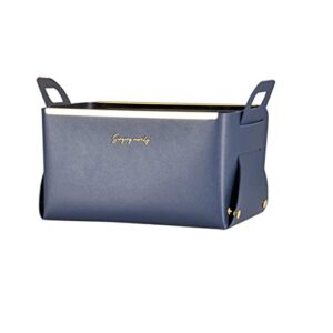 MRBJC Premium Nordic Style Leather Storage Box,Secure Fastening-Suitable for Accessories, Paperwork, Magazines, Keepsakes, Toys-Great for Anywhere The Home Royal Blue 24.5x14.5x13cm